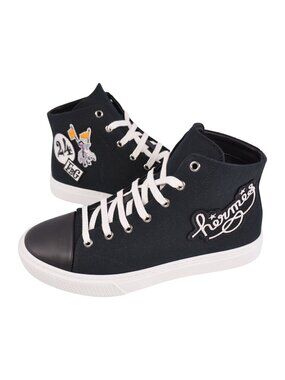 Hermes Sneakers Iriko Illico High Cut Lace-up Patch Logo Shoes Canvas